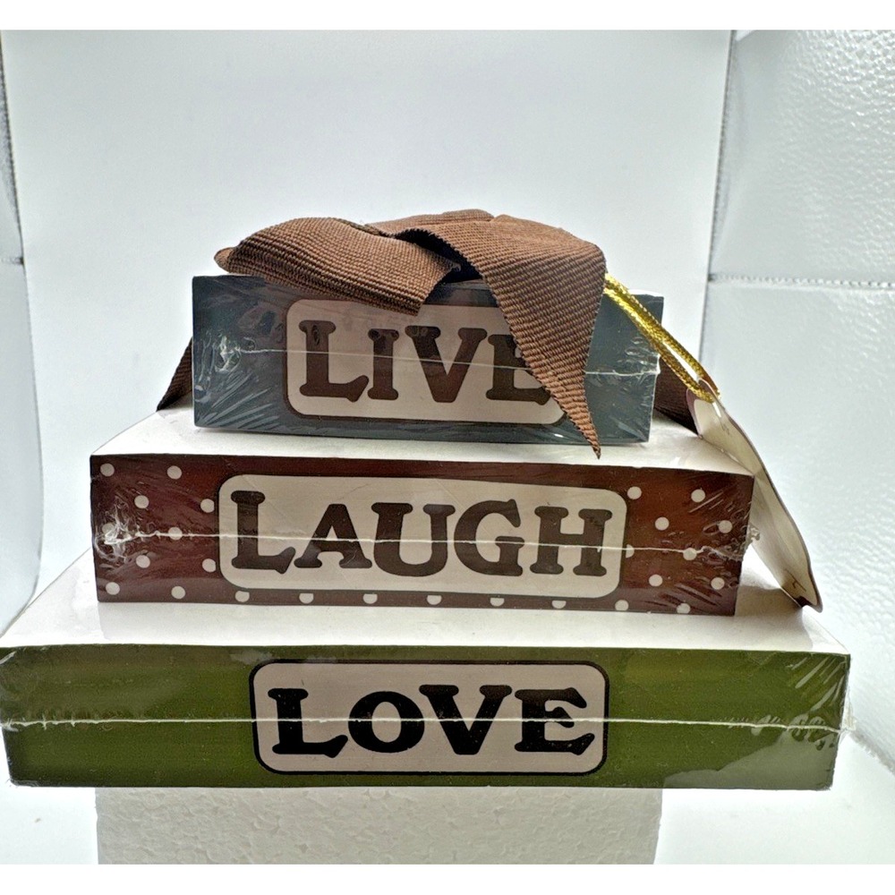 Set of 3 Stacked Memo Pad New with bow and tag. Live, Laugh, Love